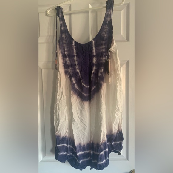 NWT Roxy Sundress Blue White with Straps White Patin Tie Dye Size Large - Picture 3 of 3
